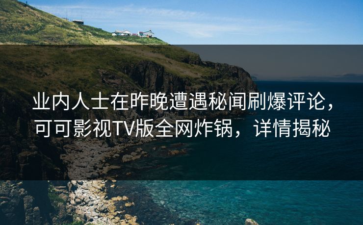 业内人士在昨晚遭遇秘闻刷爆评论，可可影视TV版全网炸锅，详情揭秘
