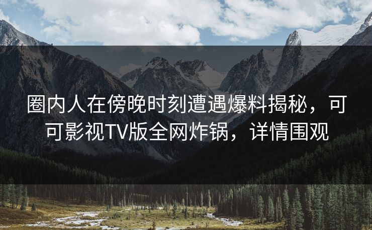 圈内人在傍晚时刻遭遇爆料揭秘，可可影视TV版全网炸锅，详情围观