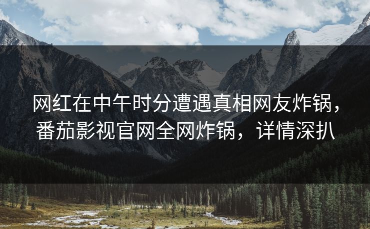 网红在中午时分遭遇真相网友炸锅，番茄影视官网全网炸锅，详情深扒