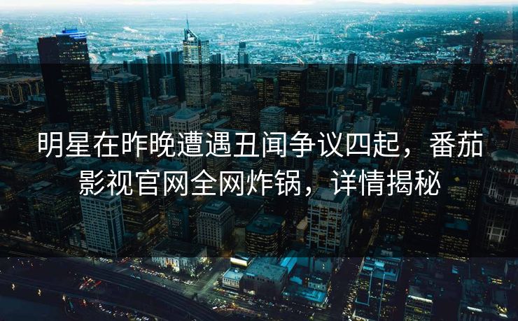 明星在昨晚遭遇丑闻争议四起，番茄影视官网全网炸锅，详情揭秘