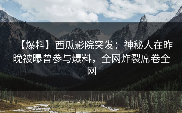 【爆料】西瓜影院突发：神秘人在昨晚被曝曾参与爆料，全网炸裂席卷全网