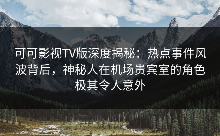 可可影视TV版深度揭秘：热点事件风波背后，神秘人在机场贵宾室的角色极其令人意外