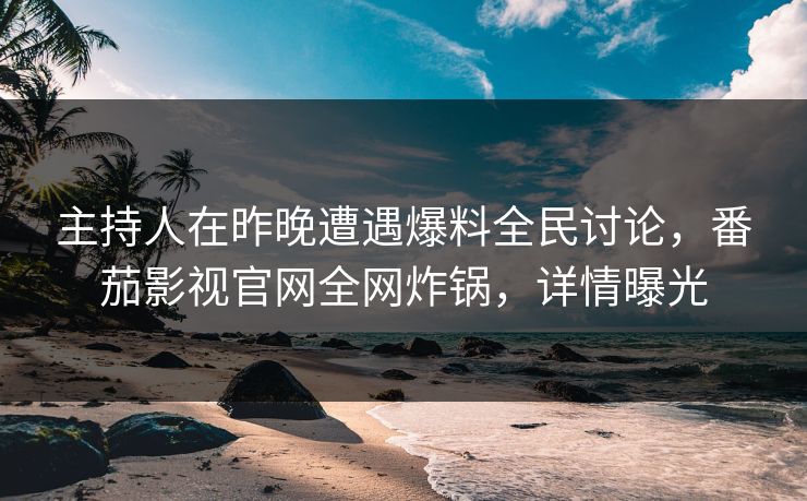 主持人在昨晚遭遇爆料全民讨论，番茄影视官网全网炸锅，详情曝光