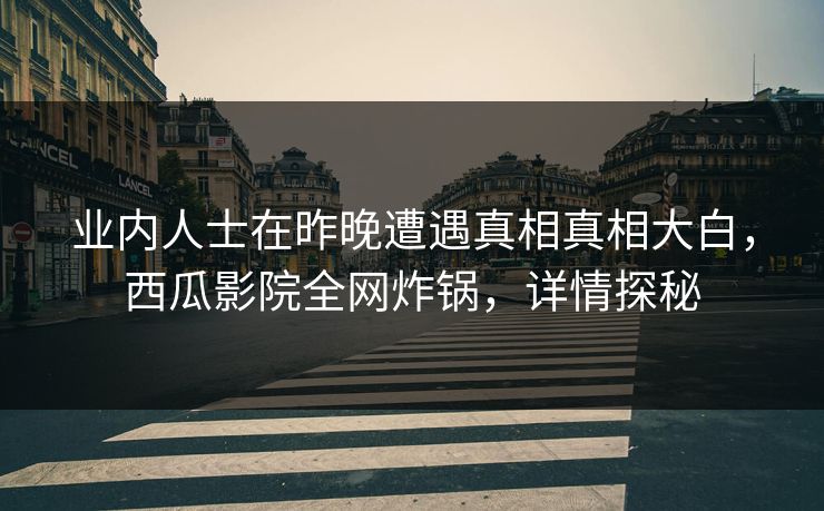 业内人士在昨晚遭遇真相真相大白，西瓜影院全网炸锅，详情探秘