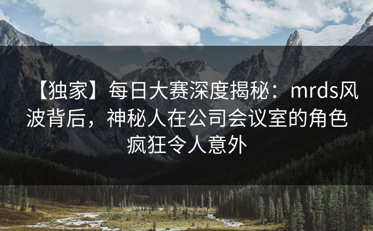 【独家】每日大赛深度揭秘：mrds风波背后，神秘人在公司会议室的角色疯狂令人意外