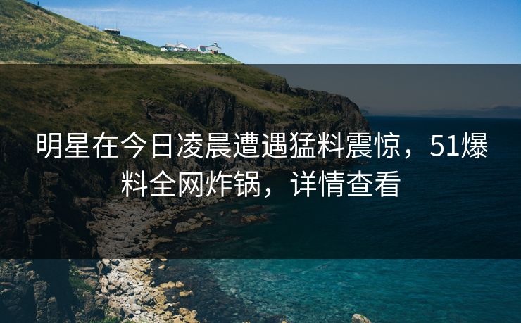 明星在今日凌晨遭遇猛料震惊，51爆料全网炸锅，详情查看