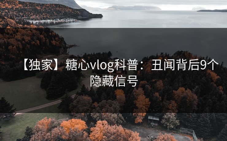 【独家】糖心vlog科普：丑闻背后9个隐藏信号